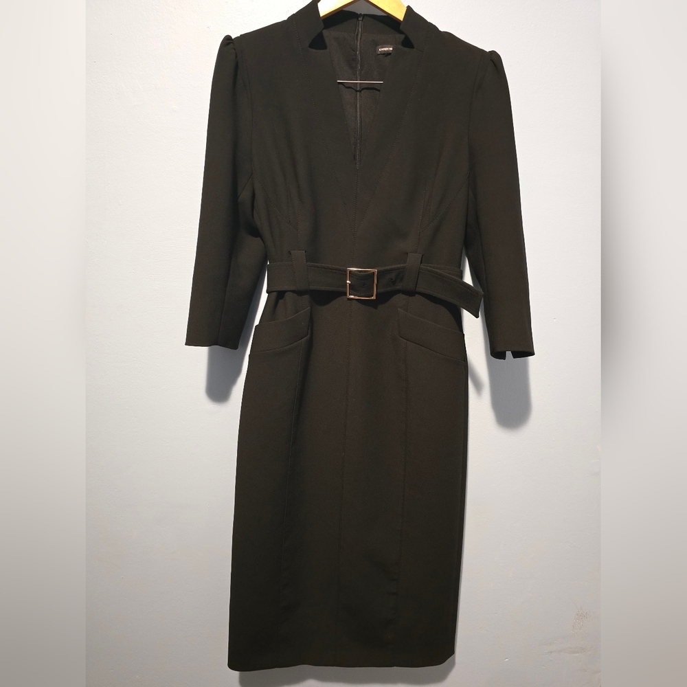 Karen Millen Forever Black Midi Dress with Belt